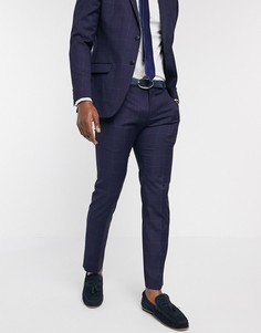 Темно-синие узкие брюки в клетку Ben Sherman-Темно-синий