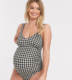 Слитный купальник в монохромную клетку ASOS DESIGN maternity-Мульти