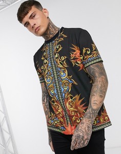 Свободная футболка с принтом в стиле барокко ASOS DESIGN-Мульти