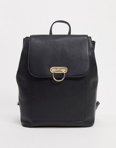 Черный кожаный рюкзак с золотистой застежкой Paul Costelloe