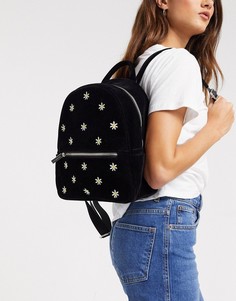 Черный рюкзак с цветочной вышивкой Skinnydip