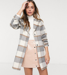 Приталенное пальто в клетку Miss Selfridge Petite-Мульти