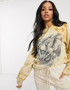 Oversized-свитшот с принтом тай-дай New Girl Order-Бежевый