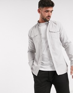 Серая рубашка с длинными рукавами и двумя карманами New Look-Серый