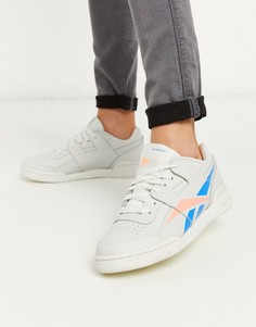 Бело-розовые кроссовки Reebok workout Lo Plus-Белый