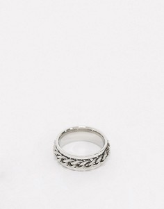 Серебристое кольцо из нержавеющей стали с движущейся цепочкой ASOS DESIGN-Серебряный
