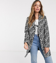 Приталенное пальто с принтом "зебра" Miss Selfridge Petite-Мульти