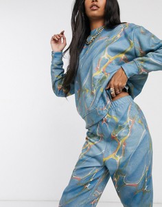 Свободные джоггеры с мраморным принтом от комплекта New Girl Order-Синий