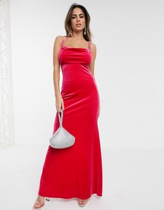 Бархатное платье макси с бретельками ASOS DESIGN-Розовый