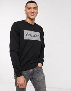 Свитшот с круглым вырезом и логотипом Calvin Klein-Черный