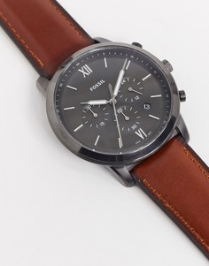 Коричневые часы с кожаным ремешком Fossil FS5512 Neutra Chrono-Коричневый