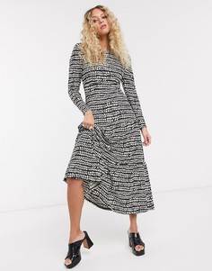 Черное ярусное платье миди Topshop-Черный
