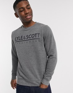 Свитшот с круглым вырезом и логотипом Lyle & Scott-Серый