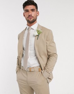 Светло-бежевый приталенный пиджак ASOS DESIGN wedding