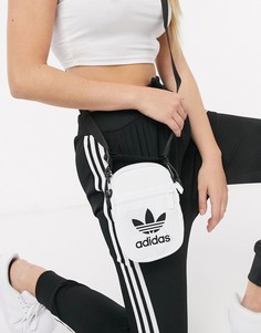 Белая сумка с логотипом-трилистником adidas Originals-Белый