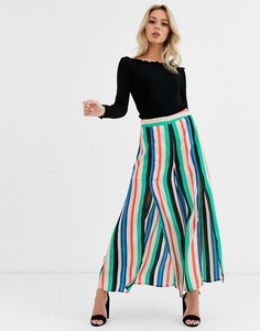 Брюки в полоску с разрезами Glamorous-Мульти