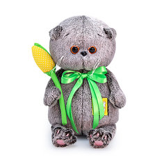 Мягкая игрушка Budi Basa Кот Басик baby с желтым тюльпаном, 20 см