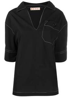 Marni блузка-поло с контрастной строчкой