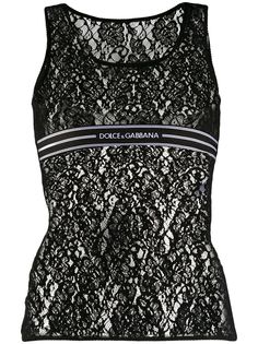 Dolce & Gabbana кружевной топ без рукавов с логотипом