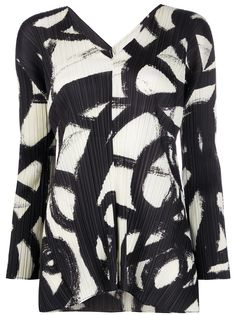 Pleats Please Issey Miyake плиссированная блузка с эффектом разбрызганной краски