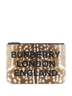 Burberry клатч на молнии с анималистичным принтом