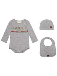 Gucci Kids комбинезон с шапкой и нагрудником с логотипом