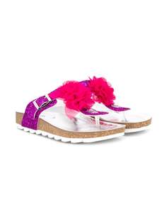 Monnalisa сандалии с цветочной вышивкой