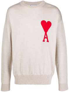Ami Paris свитер оверсайз вязки интарсия с логотипом