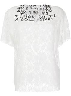 Mm6 Maison Margiela кружевная футболка AIDS с V-образным вырезом