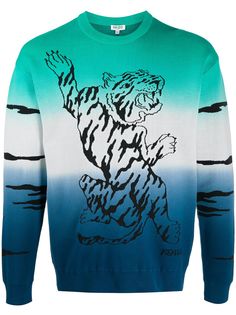 Kenzo свитер с принтом Tiger и эффектом деграде