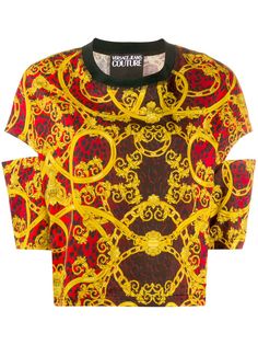 Versace Jeans Couture топ с вырезами и принтом Baroque