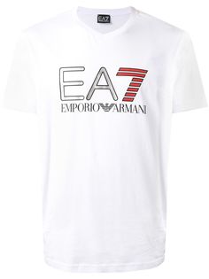 Ea7 Emporio Armani футболка EA7 с логотипом металлик и V-образным вырезом