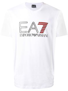 Ea7 Emporio Armani футболка EA7 с логотипом металлик и V-образным вырезом