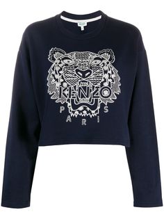 Kenzo укороченная толстовка с вышивкой