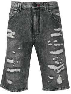 Philipp Plein джинсовые шорты с эффектом потертости
