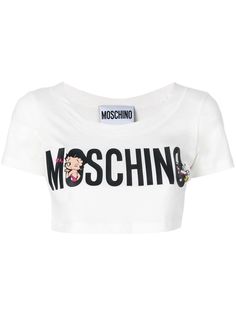 Moschino укороченный топ с принтом