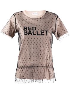 Red Valentino футболка с тюлем пуэн-деспри и логотипом