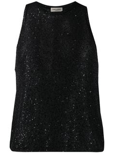 Saint Laurent трикотажный топ с пайетками
