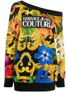 Versace Jeans Couture толстовка с открытыми плечами и принтом Barocco