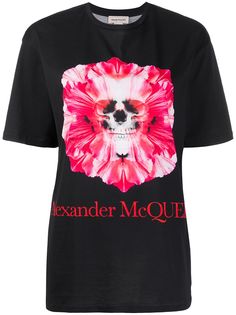 Alexander McQueen футболка с цветочным принтом Skull