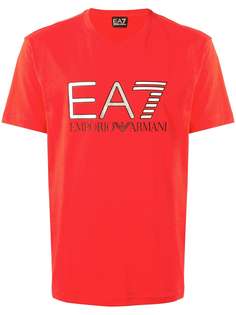 Ea7 Emporio Armani футболка EA7 с логотипом металлик и V-образным вырезом