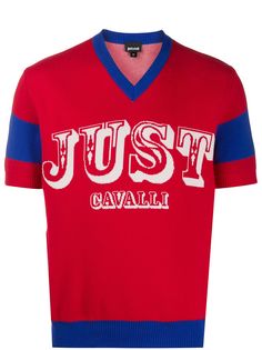 Just Cavalli футболка с V-образным вырезом и логотипом