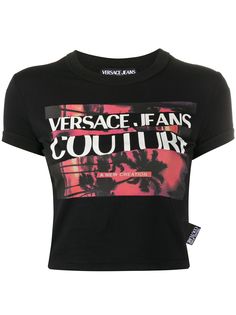 Versace Jeans Couture укороченная футболка с графичным принтом