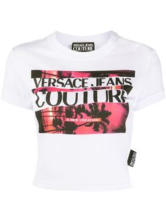 Versace Jeans Couture укороченная футболка с графичным принтом