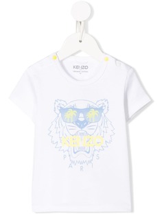 Kenzo Kids футболка с принтом Tiger и кнопками на плече