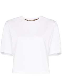 Fendi укороченная футболка с аппликацией-логотипом