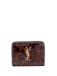 Saint Laurent кошелек с круговой молнией и анималистичным принтом