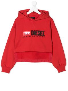 Diesel Kids logo embroidered hoodie