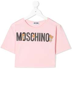 Moschino Kids укороченная футболка с логотипом