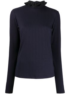 Victoria Victoria Beckham водолазка в рубчик с оборкой